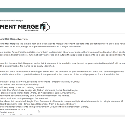 Document Merge Host Web | APPS 365